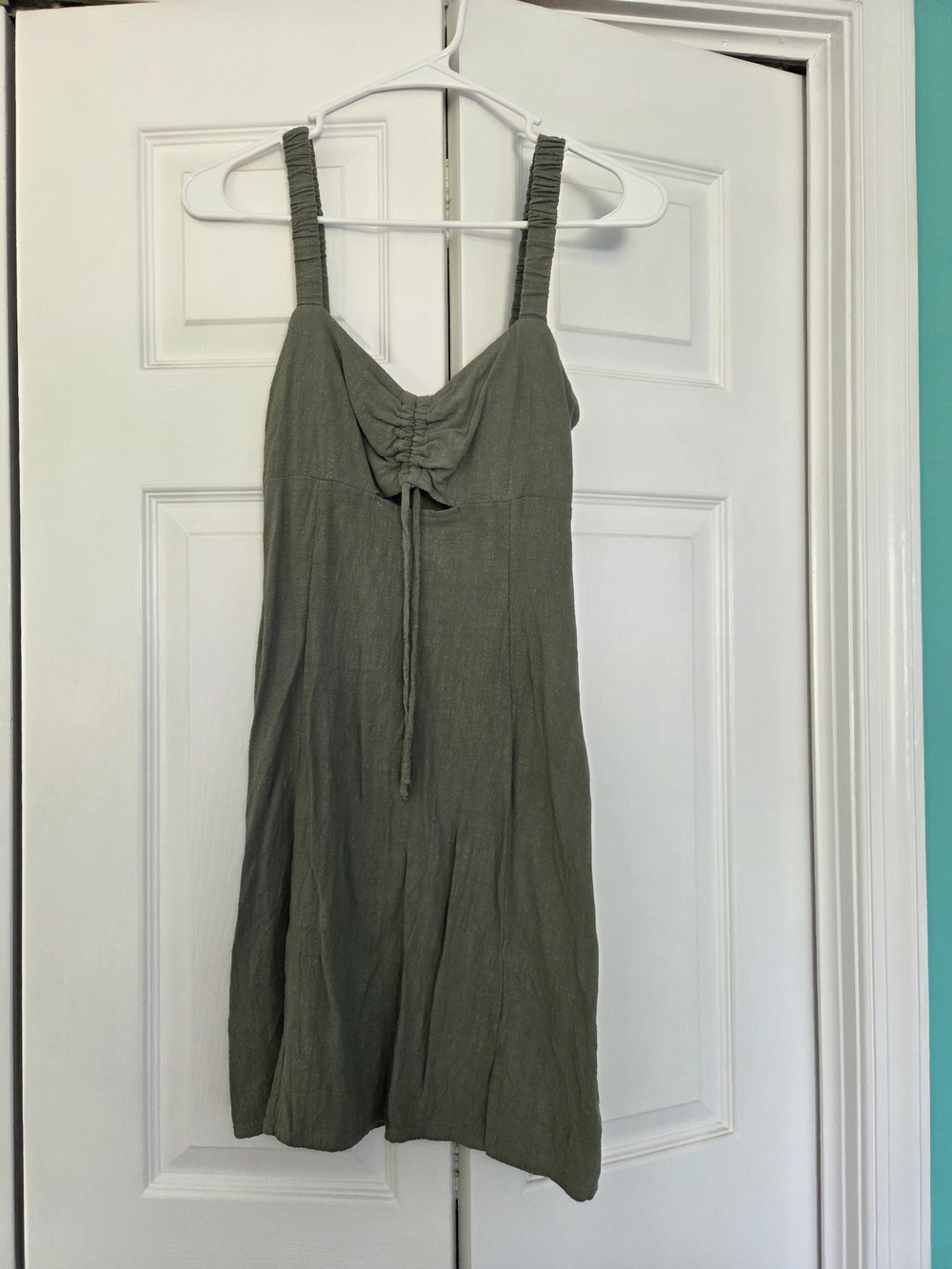 Aeropostale Olive Tie-Front Mini Sundress